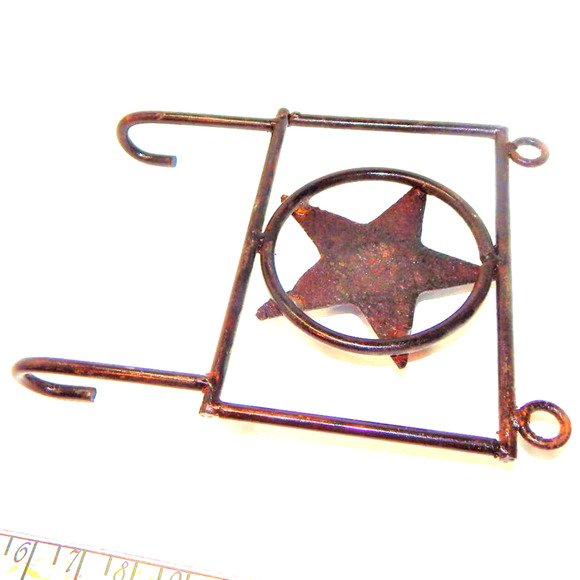 Rustic Wrought Iron Texas Star Wall Mount Hooks - Picture 3 of 7